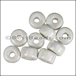Ceramic Glazed Rondelle WHITE 10 pcs