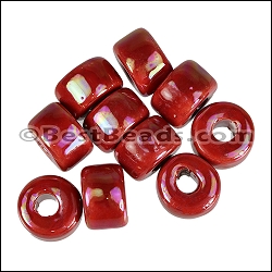 Ceramic Glazed Rondelle RED 10 pcs