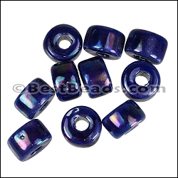 Ceramic Glazed Rondelle ROYAL BLUE 10 pcs