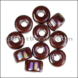 Ceramic Glazed Rondelle SANGRIA 10 pcs