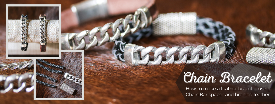 Easy Leather Bracelet with Chain Bar