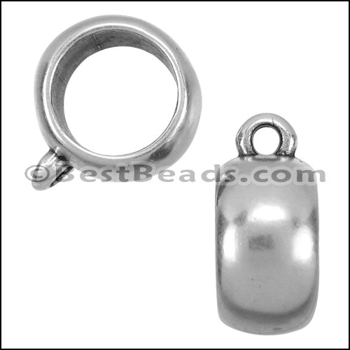 10mm round WIDE CHARM HOLDER bead ANT SILVER - 10 pcs