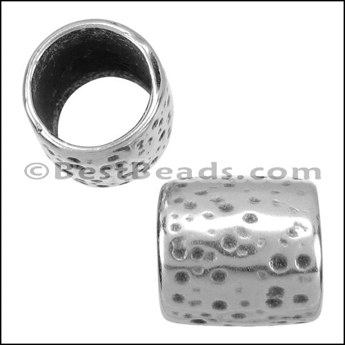 10mm round HAMMERED CYLINDER bead ANT SILVER - 10 pcs