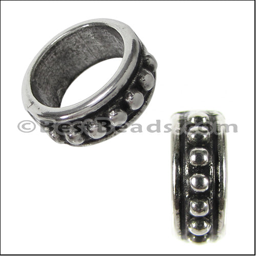 10mm round DOTS spacer ANT SILVER - 10 pcs