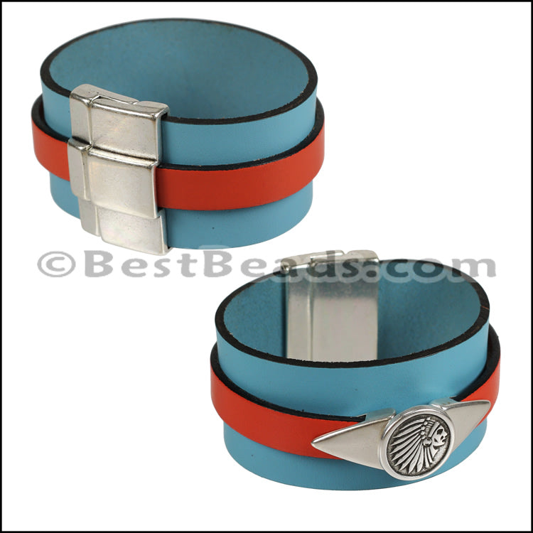 30mm + 10mm Flat PLAIN magnetic clasp ANT SILVER - 1 pc
