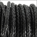 3mm round BRAIDED Euro leather BLACK - meter