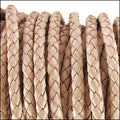 3mm round BRAIDED Euro leather NATURAL - meter