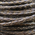 4mm round AMERICAN BRAIDED leather BROWN - 3ft STRIP