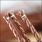 4mm round AMERICAN BRAIDED leather PECAN - 3ft STRIP