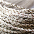 4mm round AMERICAN BRAIDED leather NATURAL - 3ft STRIP