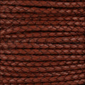 4mm round BRAIDED Euro leather SADDLE BROWN - meter