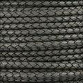 4mm round BRAIDED Euro leather GREY - meter