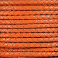 4mm round BRAIDED Euro leather ORANGE - meter