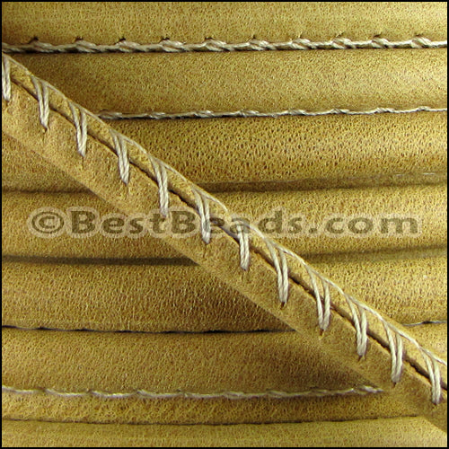 5mm round ARIZONA stitched leather OLD GOLD - meter