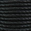 5mm round BRAIDED Euro leather BLACK - meter