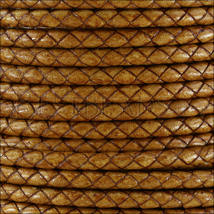 5mm round BRAIDED Euro leather TOBACCO - meter
