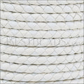 5mm round BRAIDED Euro leather WHITE - meter
