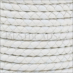 5mm round BRAIDED Euro leather WHITE - meter