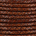5mm round BRAIDED Euro leather WHISKEY - meter