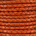 5mm round BRAIDED Euro leather DISTRESSED ORANGE - meter