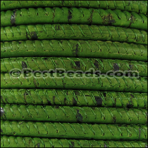 5mm round CORK OLIVE GREEN - meter