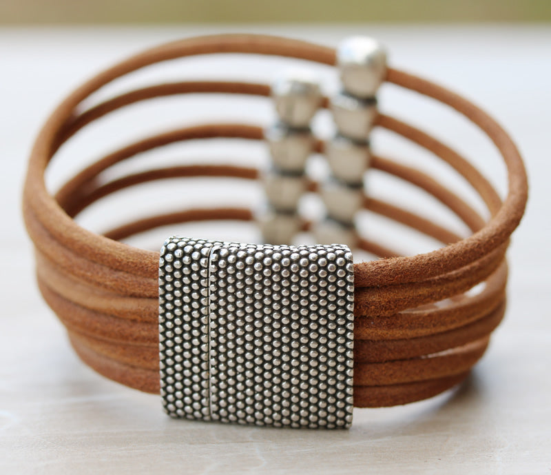 20mm flat DOTS magnetic clasp ANT SILVER - 5 pcs