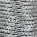 5mm round BRAIDED Euro leather METALLIC SILVER - meter