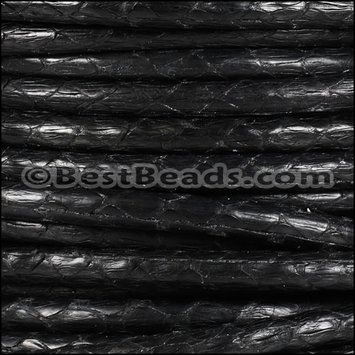 5mm Round Python leather BLACK - meter