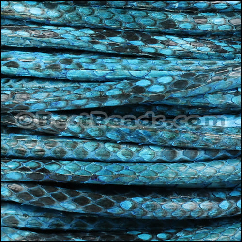 5mm Round Python leather TURQUOISE - meter