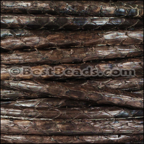 5mm Round Python leather DARK BROWN - meter