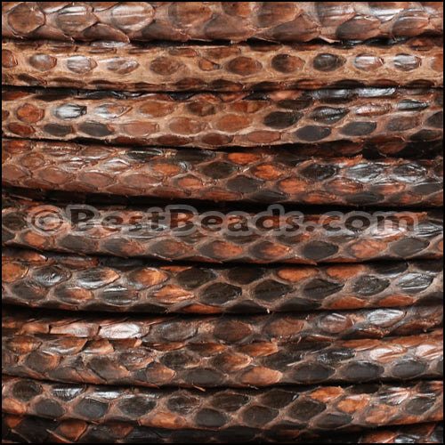 5mm Round Python leather MEDIUM BROWN - meter