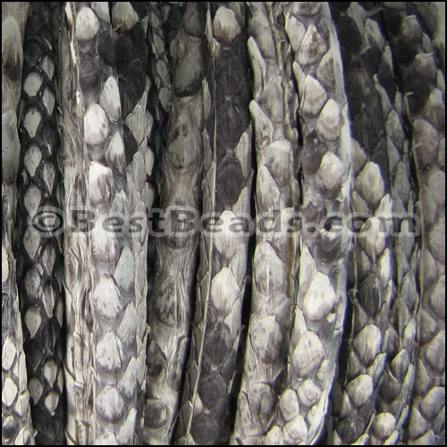 5mm Round Python leather NATURAL GREY - meter
