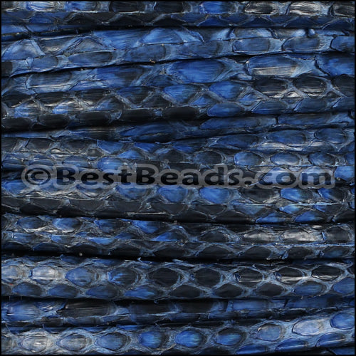 5mm Round Python leather DENIM - meter