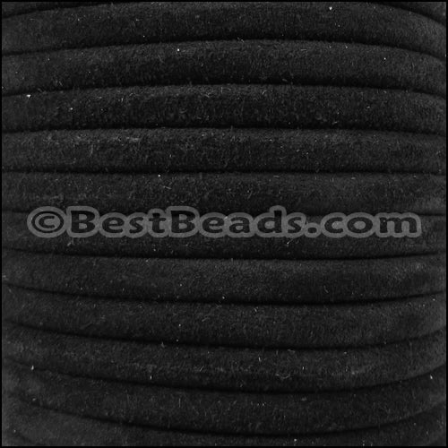 5mm Round SUEDE Leather BLACK - meter
