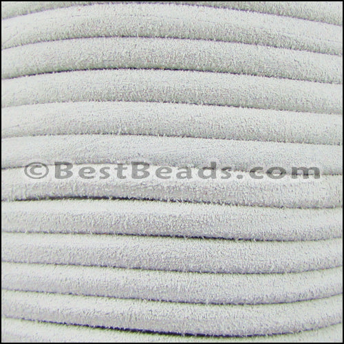 5mm Round SUEDE Leather WHITE - meter