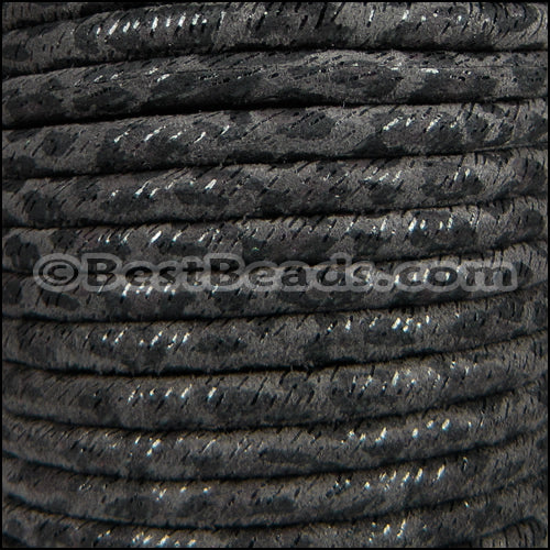5mm Round SUEDE Leather GREY LEOPARD - meter