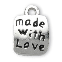 Made with Love charm SILVER - 6 pcs