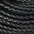 6mm round ITALIAN BRAIDED leather BLACK - 1 meter