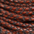 6mm round ITALIAN BRAIDED leather BROWN - 1 meter