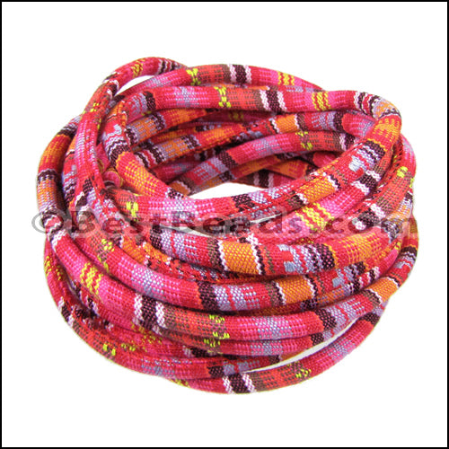 6mm round Multi Cotton Cord PINK/RED - 5m SPOOL