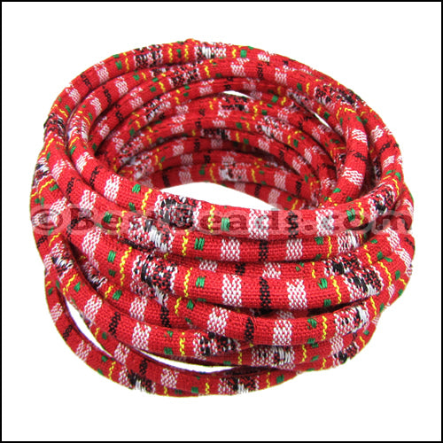 6mm round Multi Cotton Cord BRIGHT RED - 5m SPOOL