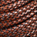 8mm round ITALIAN BRAIDED leather BROWN - 1 meter