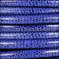 8mm round LIZARD PRINT STITCHED leather BLUE - 1 meter