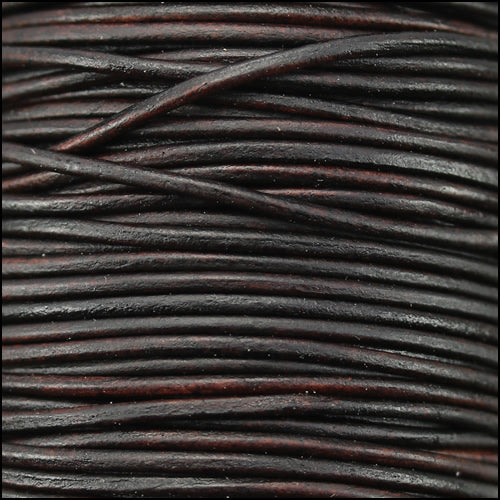 0.5mm round Indian leather - ant. brown natural dye - 25m SPOOL