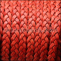 5mm Flat Indian Braided Leather NAT RED - 10 Meter BLACK Spool