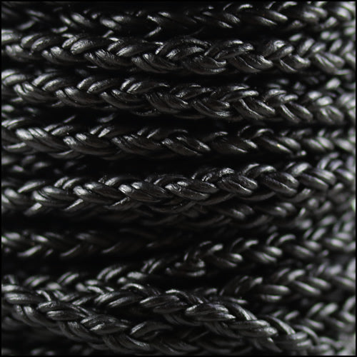 4mm Round Indian Braided Bolo NAT BLACK - 10m Spool
