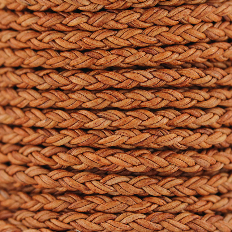 4mm Round Indian Braided Bolo NAT LIGHT BROWN - 10m Spool