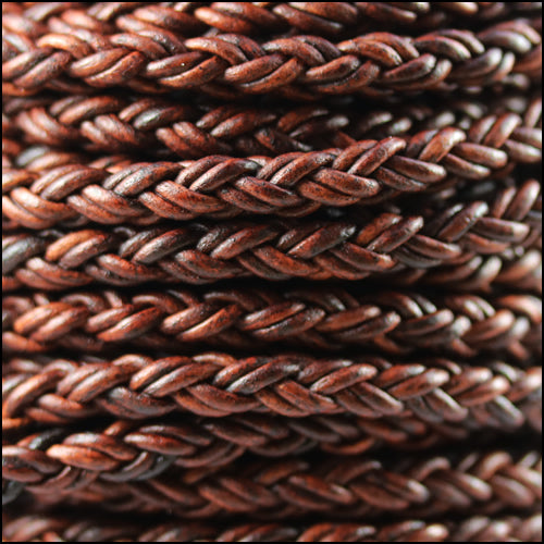 6mm Round Indian Braided Bolo NAT RED BROWN - 10m Spool