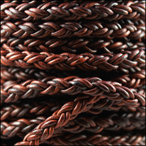 8mm Round Indian Braided Bolo NAT RED BROWN - 10m Spool