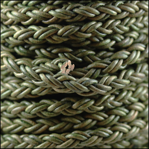 8mm Round Indian Braided Bolo NAT DARK GREEN - 10m Spool